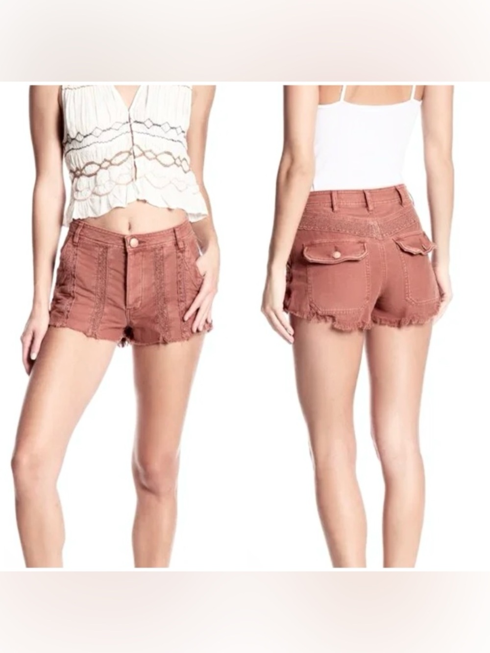 Free People Great Expectations lace trim shorts size 6